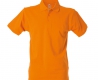 Polo uomo arancione da personalizzare, a manica corta con bottone tricolore Colombia