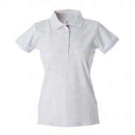 Polo donna grigio melange da personalizzare, a manica con bottone tricolore Colombia Lady