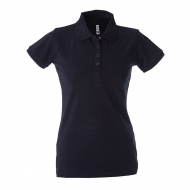 Polo donna nera da personalizzare, a manica con bottone tricolore Colombia Lady