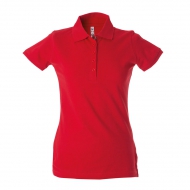 Polo donna rossa da personalizzare, a manica con bottone tricolore Colombia Lady