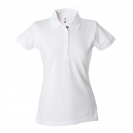 Polo donna bianca da personalizzare, a manica con bottone tricolore Colombia Lady