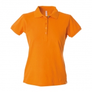 Polo donna arancione da personalizzare, a manica con bottone tricolore Colombia Lady