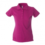 Polo donna fuxia da personalizzare, a manica con bottone tricolore Colombia Lady