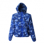 Giubbino estivo uomo camouflage blu da personalizzare, con zip lunga e cappuccio Madeira