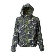 Giubbino estivo uomo camouflage verde da personalizzare, con zip lunga e cappuccio Madeira