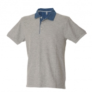 Polo grigio melange unisex da personalizzare, manica corta in piqué Granada