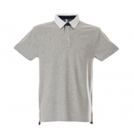 Polo grigio melange unisex da personalizzare, manica corta in jersey Auckland