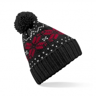 Cappello nero/rosso/bianco da personalizzare, effetto lavorato a mano Fair Isle Snowstar Beanie