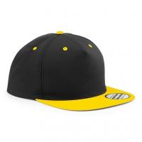 Cappellino nero/giallo 5 pannelli e visiera piatta da personalizzare Contrast Snapback