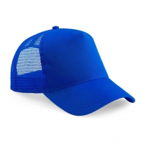 Cappellino blu royal da personalizzare, con snap-tab in tinta Half Mesh Trucker