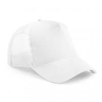 Cappellino bianco da personalizzare, con snap-tab in tinta Half Mesh Trucker