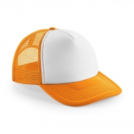 Cappello arancione da personalizzare, con pannello frontale bianco Vintage Snapback Trucker