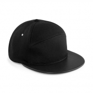 Cappello nero da personalizzare, con pannello strutturato Pitcher Pu Peak Strapback