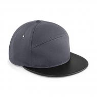 Cappello grigio/nero da personalizzare, con pannello strutturato Pitcher Pu Peak Strapback