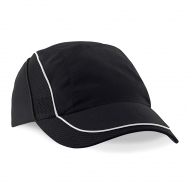Cappellino nero da personalizzare, con bande traforate e inserti fluorescenti Coolmax Flow Mesh Cap