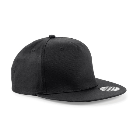 Cappellino Rap nero da personalizzare, 5 pannelli, retro con regolazione snap-tab
