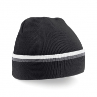 Cuffia nera/grigia/bianca con riga in colore a contrasto da personalizzare Teamwear Beanie