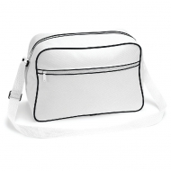 Borsa bianca/nera con tasca frontale da personalizzare Retro Shoulder Bag