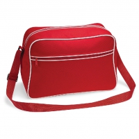 Borsa rossa/bianca con tasca frontale da personalizzare Retro Shoulder Bag