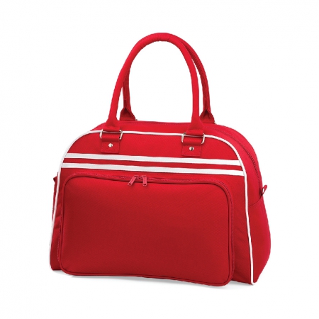 Borsa rossa/bianca con tasca anteriore da personalizzare Retro Bowling Bag
