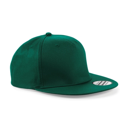 Cappello verde bottiglia 5 pannelli e visiera piatta da personalizzare 5 Panel Snapback Rapper Cap