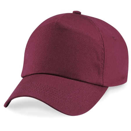Cappellino burgundy da personalizzare, 5 pannelli chiusura con velcro a strappo Original