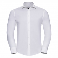 Camicia da uomo bianca con colletto semiaperto e con bottone singolo perlato Men's Long Sleeve