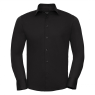 Camicia da uomo nera con colletto semiaperto e con bottone singolo perlato Men's Long Sleeve