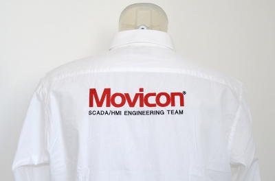 Camicia personalizzata con logo ricamato su dorso Movicon