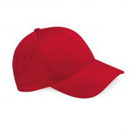 Cappellino rosso da personalizzare a 5 pannelli e chiusura con velcro a strappo Ultimate