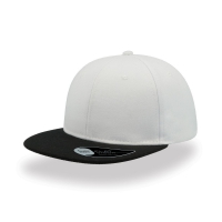 Cappello bianco/nero a 6 pannelli visiera piatta da personalizzare Snap Back