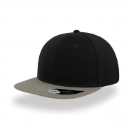 Cappello nero/grigio a 6 pannelli visiera piatta da personalizzare Snap Back