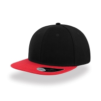 Cappello nero/rosso a 6 pannelli visiera piatta da personalizzare Snap Back