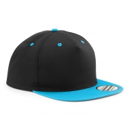 Cappellino nero/blu surf 5 pannelli e visiera piatta da personalizzare Contrast Snapback