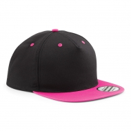 Cappellino nero/fucsia 5 pannelli e visiera piatta da personalizzare Contrast Snapback