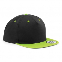 Cappellino nero/verde lime 5 pannelli e visiera piatta da personalizzare Contrast Snapback