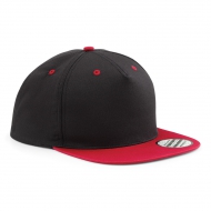 Cappellino nero/rosso 5 pannelli e visiera piatta da personalizzare Contrast Snapback