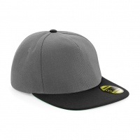 Cappello grigio/nero 5 pannelli con visiera piatta e sotto visiera verde da personalizzare Original Flat Peak Snapback