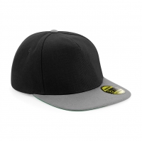 Cappello nero/grigio 5 pannelli con visiera piatta e sotto visiera verde da personalizzare Original Flat Peak Snapback
