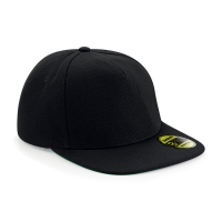 Cappello nero/nero/nero 5 pannelli con visiera piatta e sotto visiera verde da personalizzare Original Flat Peak Snapback