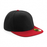 Cappello nero/rosso 5 pannelli con visiera piatta e sotto visiera verde da personalizzare Original Flat Peak Snapback