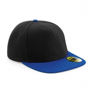 Cappello nero/blu royal 5 pannelli con visiera piatta e sotto visiera verde da personalizzare Original Flat Peak Snapback