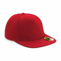 Cappello rosso/rosso 5 pannelli con visiera piatta e sotto visiera verde da personalizzare Original Flat Peak Snapback