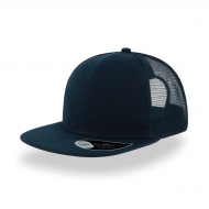 Cappello blu navy/blu navy a 6 pannelli e visiera piatta e mesh laterale da personalizzare Snap Mesh