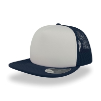 Cappello bianco/blu navy a 5 pannelli e visiera piatta quadrata da personalizzare Snap 90s