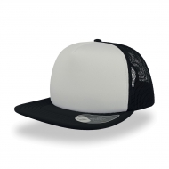 Cappello bianco/nero a 5 pannelli e visiera piatta quadrata da personalizzare Snap 90s