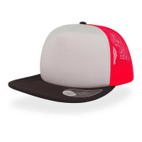 Cappello bianco/rosso/nero a 5 pannelli e visiera piatta quadrata da personalizzare Snap 90s