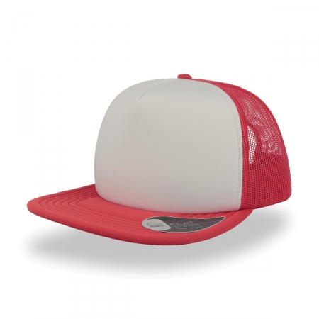 Cappello bianco/rosso a 5 pannelli e visiera piatta quadrata da personalizzare Snap 90s