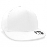 Cappellino bianco a 6 pannelli visiera piatta da personalizzare Pro-Stretch Flat Peak Cap