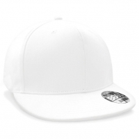 Cappellino bianco a 6 pannelli visiera piatta da personalizzare Pro-Stretch Flat Peak Cap